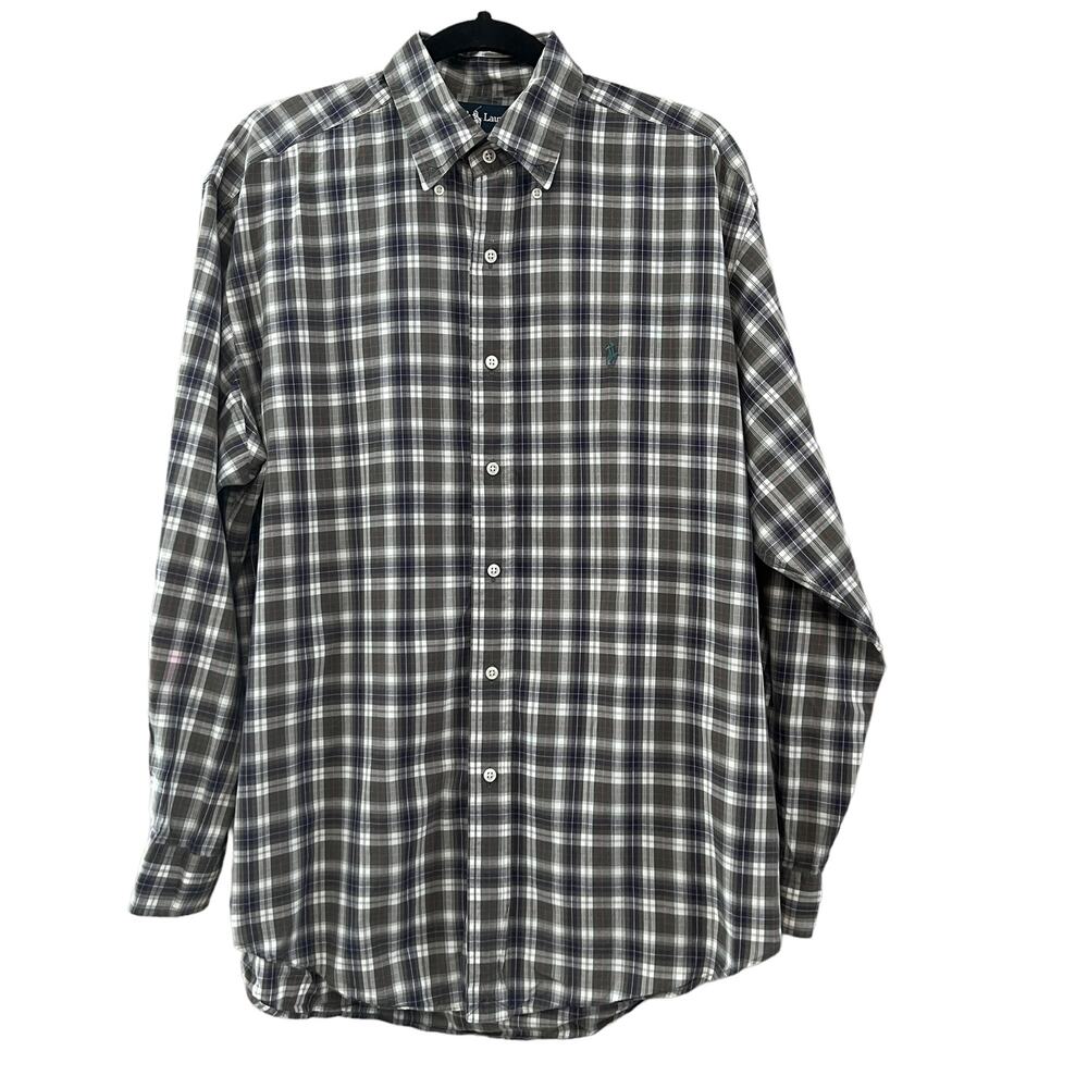 Ralph Lauren Blue Green Red Tartan Plaid Blake Button Down Shirt M